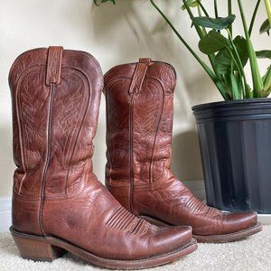Luchese brown leather cow-person boots